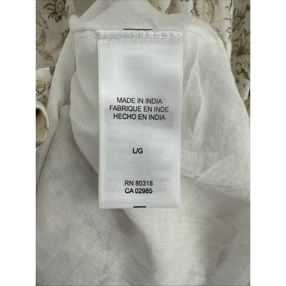 Lucky Brand Womens Size Large Cream Floral Sweetheart Neck Mini Babydoll Dress - Picture 10 of 11